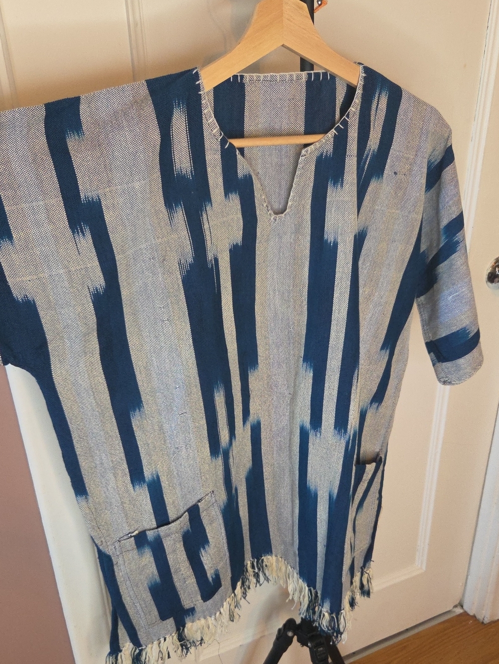 Men's Blue and Cream Striped Casual Shirt